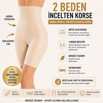 LUMERA Kusursuz Siluet Şort Korse (Dikişsiz/2 Beden İncelten Tasarım)