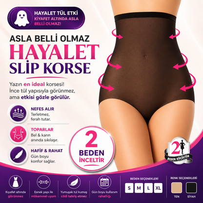 LUMERA Yüksek Bel Hayalet Tül Slip Korse (Dikişsiz/2 Beden İncelten Etki)