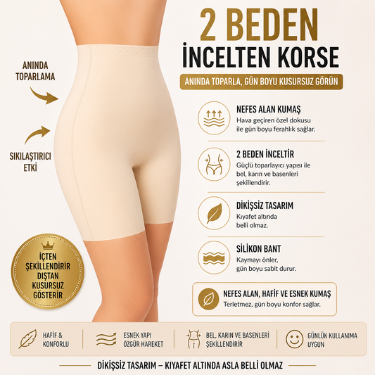 LUMERA Premium Şort Korse (Dikişsiz/2 Beden İncelten)