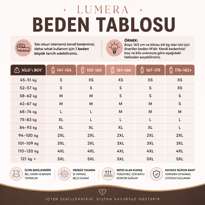 LUMERA Premium Şort Korse (Dikişsiz/2 Beden İncelten)