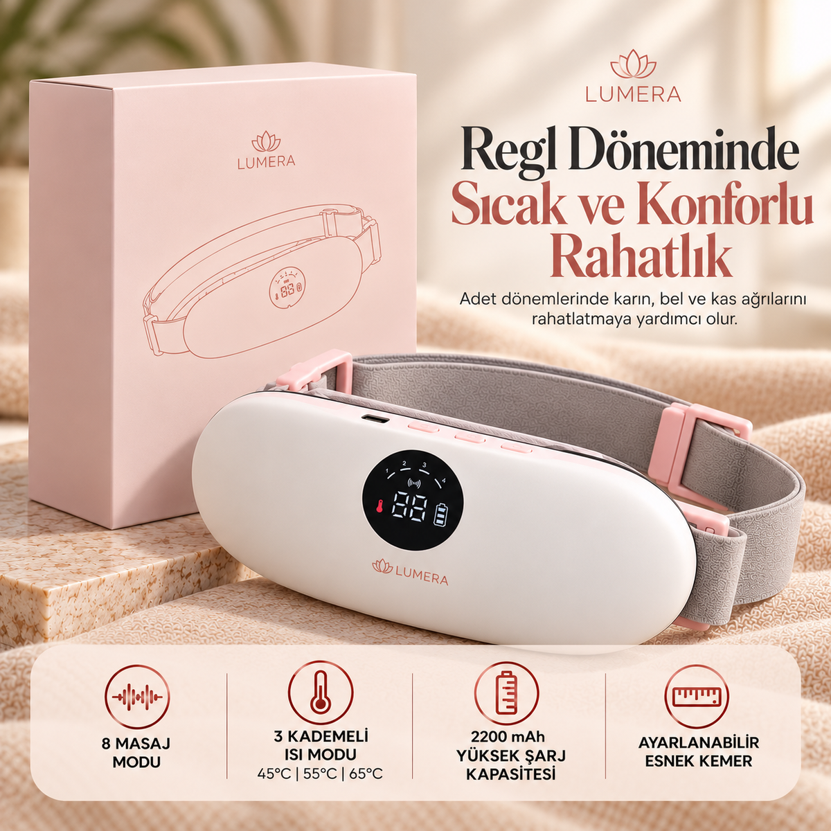 LUMERA Şarjlı Isıtıcı Regl Kemeri