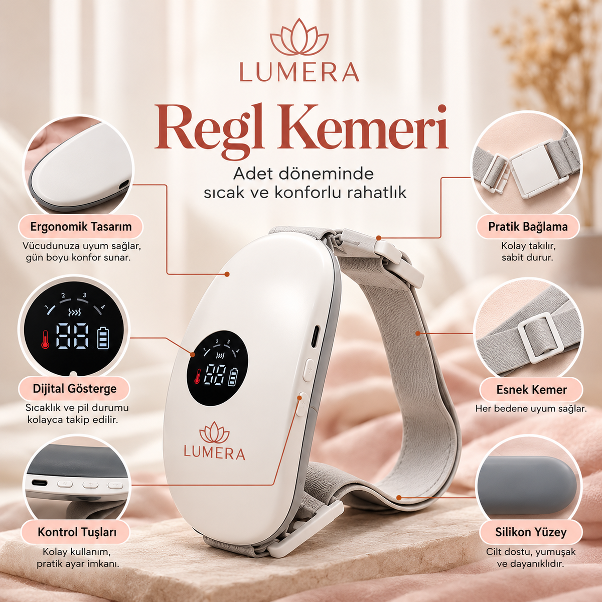 LUMERA Şarjlı Isıtıcı Regl Kemeri